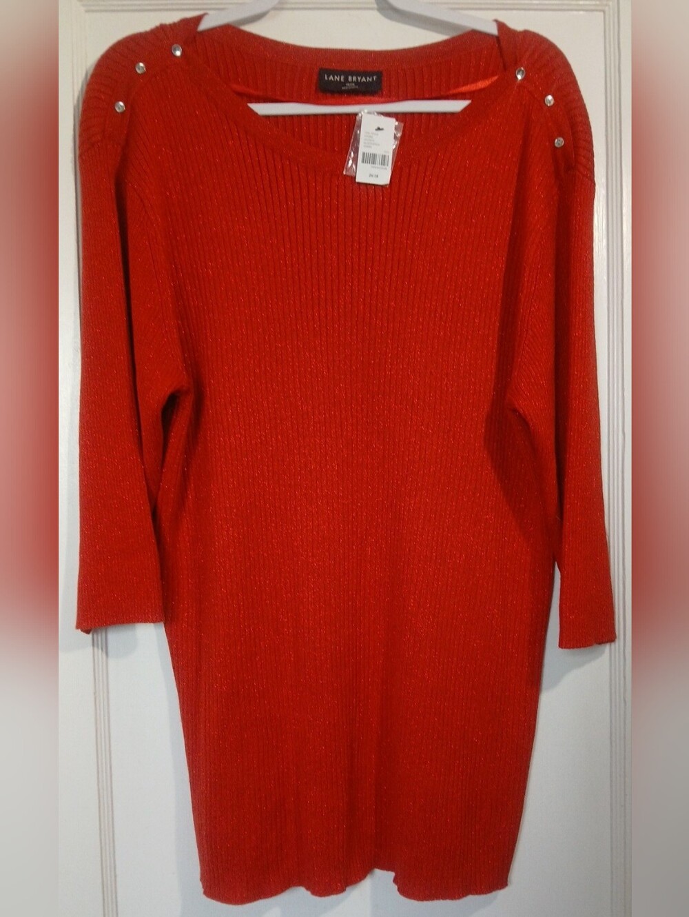 Lane Bryant Red Sparkly Ribbed Tunic Sweater NWT - Picture 4 of 7